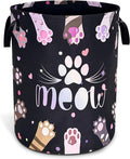 Cat Paw Prints Laundry Basket Meow Pet Oxford Cloth Laundry Hamper With Handle Foldable Portable Clothes Storage Basket 18.9 X 16.5 Inch Storage Bag For Laundry Room/Bathroom/Bedroom/Dormitories