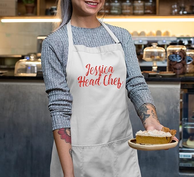 TEEAMORE Custom Aprons for Women Men Add Your Text Personalized Chef Kitchen Apron