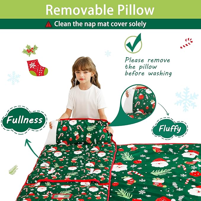 Lasoftan Toddler Nap Mat with Pillow and Blanket, Extra Large Rolled Napping Mats,Slumber Bags for Boys Girls,Kids Sleeping Bag for Daycare, Preschool Travel Camping