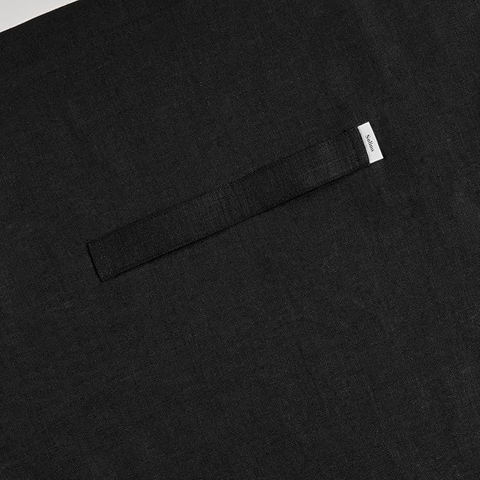 Solino Home Linen Bistro Server Apron - Extra long ties with Pockets - 100% Pure Linen Midi Half Apron for Men and Women