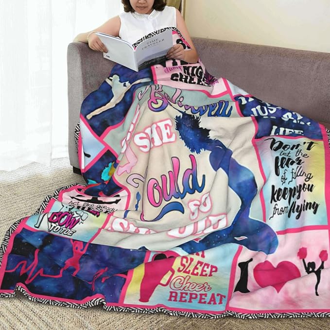 Cheerleader Blanket Cheerleading Throw Blanket Soft Fleece Flannel Cheer Gifts for Women Girls Lovers Adults Stuff Plush for Couch Sofa Bed Room Decor 60"X80"