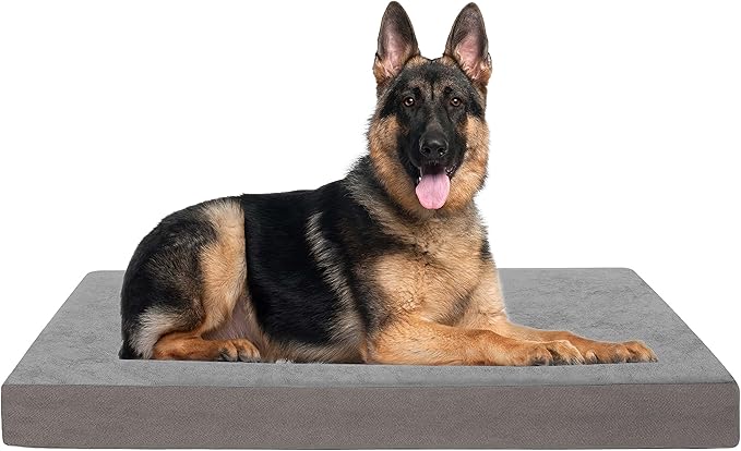 GOHOO PET Jumbo Dog Bed for Large Dogs, Orthopedic Memory Foam Pet Bed, Washable Dog Crate Bed with Cooling Gel, Removable Cover & Waterproof Lining