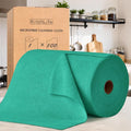 KitchLife Microfiber Cleaning Cloth Roll, 100 Pack - Tear-Away Microfiber Paper Towels, Lint-Free, Reusable, Washable for Kitchen, Car, Dishes, and Sensitive Surfaces (Forest Green)