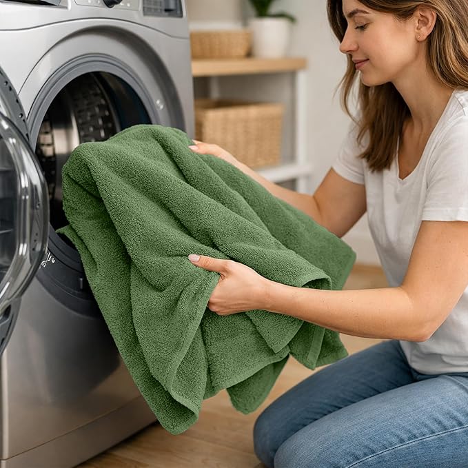 RIVERSIDE Pack of 8 Towels Set, 2 Large Bath, 2 Hand, 4 Face Washcloths, 100% Cotton Hotel Quality, Super Soft, Quick Dry, Highly Absorbent Perfect for Bathroom, Sage Green