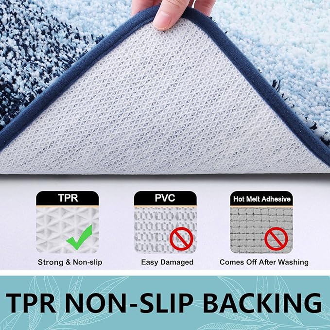 Arotive Microfiber Bathroom Rugs, Shaggy Soft and Absorbent Bath Rug, Non-Slip, Thick Plush Machine Washable Dry Bath Mats for Bathroom, Tub and Shower, 24x16, Dark Blue, Rectangular
