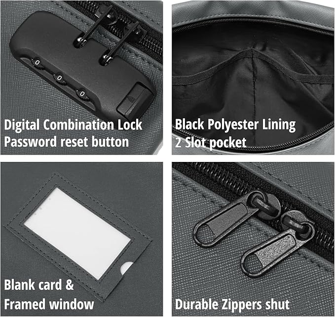 GIDABRAND Medicine Bag with Lock | 12x8 Inch Med Bag | Medication Bag for Traveling | Small Medication Travel Bag | Kids Medicine Bag | Pills Locking Zipper Pouch Storage Case Organizer (Grey)