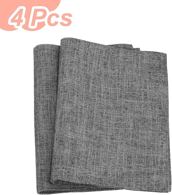 HARFINGTON 4pcs Linen Fabric Placemats 12" x 18" Polyester Rectangle Place Mats Machine Washable Heat Resistant Kitchen Table Mats for Outdoor Indoor Party Family Holiday, Gray
