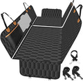 NECKORY Dog Back Seat Cover, Waterproof Scratch Proof Nonslip Dog Hammock for Car, Car Seat Cover for Back Seat with Sanitary Pad Mesh & Pocket for Cars SUVs and Trucks - S, Black/Orange