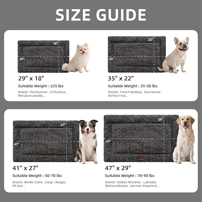 Reversible Dog Bed Mat 35"x22" for Medium Dogs - Supportive Double-Sided Crate Pad, All-Season Cooling & Warmth, Ultra Soft Machine Washable Pet Bed, Fits Most 36-Inch Kennels,Dark Gray