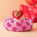 LE SURE Donut Small Dog Bed - Round Cat Beds Indoor Calming Valentine's Day Gift for Pets, Washable Cute Home Decor Beds with Jacquard Shaggy Plush & Anti Slip Bottom, 23 Inch, Lover Hearts