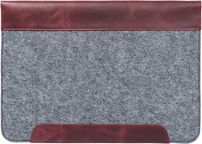 MegaGear Genuine Leather and Fleece MacBook Bag Laptop Sleeve for MacBook Pro and MacBook Air Case 14 Inch - 13 Inch (M4, M3, M2, M2, M1, Pro, Max) 13.3 Inch, iPad Pro 12.9 Inch - 2020 to 2024 Models