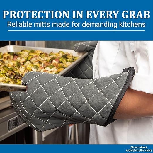 San Jamar 800FG15 BestGuard Commercial Heat Protection Up to 450° F Oven Mitts (Pair), 15" Length, Tan