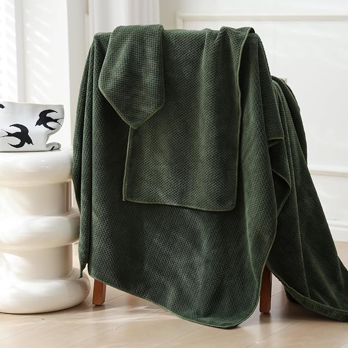 Akzpe 40x80 Inches Bath Sheets Towels for Adults Oversized Bath Towels Extra Large Luxury Super Soft Absorbent Quick Dry Microfiber (Olive Green,6PCS)