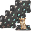 Tuanse 4 Pack Ultra Soft Dog Cat Bed Mat with Cute Prints Reversible Fleece Dog Crate Kennel Pad Cozy Washable Thickened Hamster Guinea Pig Pet Bed Mat for Small Animals(23 x 18 Inches,Black)