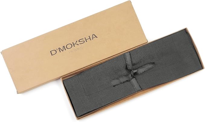 D'Moksha Homes Linen Charcoal Grey Placemats Set of 6-100% Pure Linen Placemats 14 x 19 Inch for Spring, Easter - Handcrafted and Machine Washable
