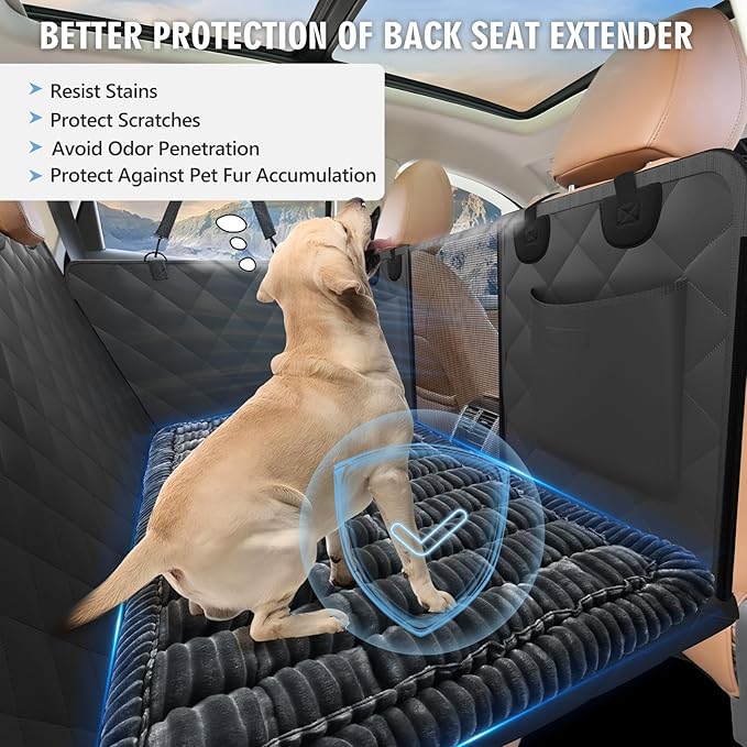 ROUWINNE Backseat Dog Bed Non-Slip, Dog Bed for Car Back Seat Soft and Comfortable, Back Seat Pet Bed Mat for Travel, Pet Car Blanket for Backseat Extender and Seat Covers Grey (51”X 23.5”)