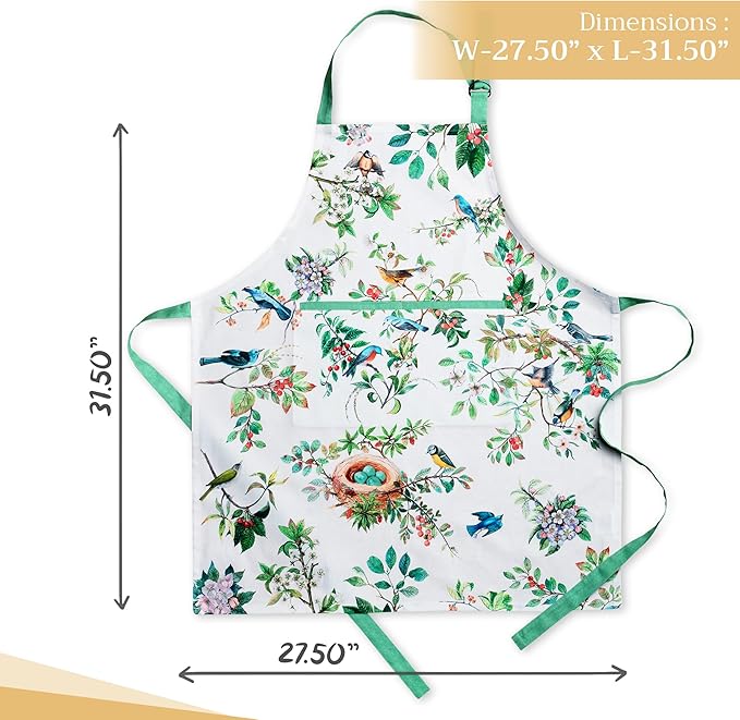 Maison d' Hermine 100% Cotton Apron for women with Pocket Kitchen Chef Apron for Men Cooking Gardening Server Waitress