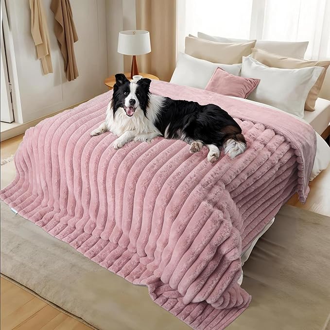 ZAKAPAWS Waterproof Dog Blanket for Couch, Luxury Plush Washable Large Dogs Blankets for Furniture Protection, Super Soft Calming Pet Blanket for Indoors (Pink, 50"x60")