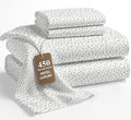LANE LINEN Cal King Sheet Set – 450 Thread Count 100% Cotton Bedsheets, Soft Sateen Weave, 15” Deep Pocket Fully Elasticized Fitted Sheet, Hotel Quality Bedding Sheets & Pillowcases, Misty Dot