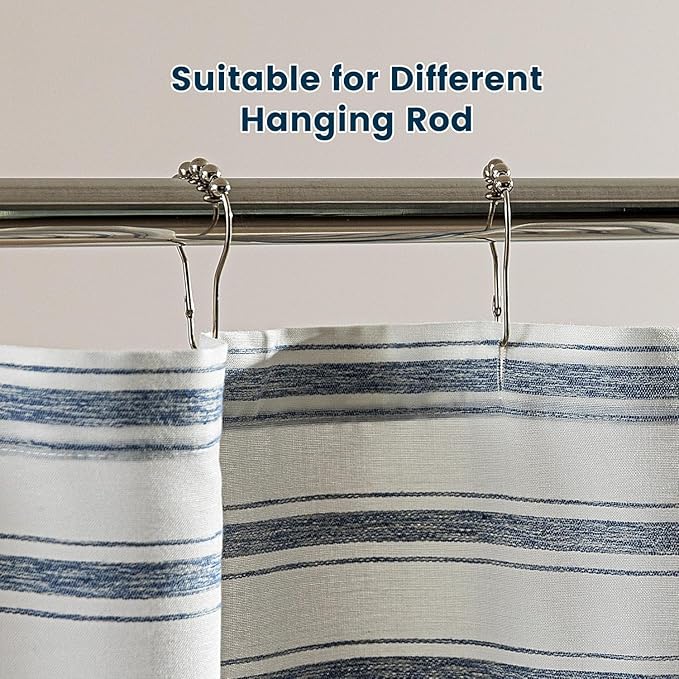 SLEEP ZONE Shower Curtain Liner, Waffle Shower Curtains for Bathroom, Heavy Duty Thick Fabric Shower Curtains - 285GSM Luxury Weighted Polyester Bath Curtain, 72" × 84" (Blue)