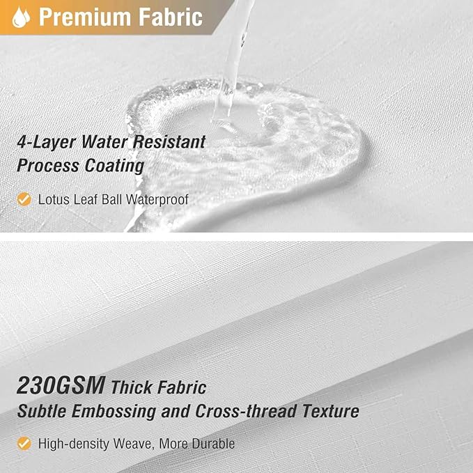 BTTN Fabric Shower Curtain, Linen Textured Heavy Duty Polyester Cloth Shower Curtain Set with Plastic Hooks, White, 54" W x 78" L (Pack of 1)