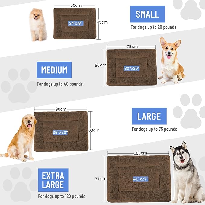 ZENGAOOU Dog Crate Pad 36 Inch, Washable Plush Crate Mat for Medium Dogs, Non Slip Kennel Pad for Metal Wire Crates, Cushioned Support for Indoor Use, Brown
