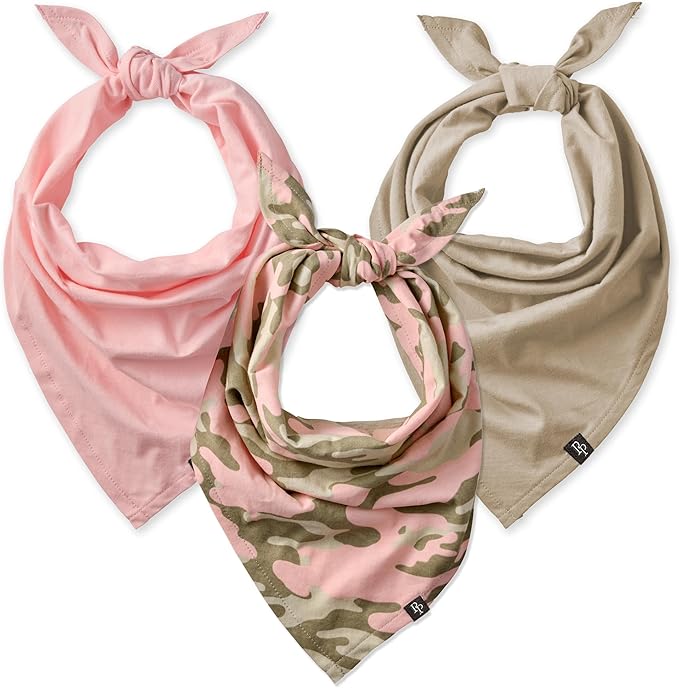 Pet Passion Bandit - The PET Bandana 100% Organic Cotton Pet Bandanas Clothes for Small, Medium, Large Dogs, 3-Pack Pink Camo, Medium/X-Large