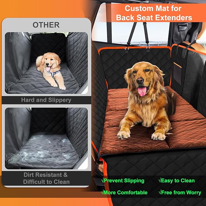 XUYEDOGLSH Car Backseat Dog Mat, Comfortable Non-Slip Cushion Suitable for Travel Dog Bed and Pet Home Sofa Blanket, Custom Mat for Car Backseat Extender and Seat Cover (Brown 51.2x23.6in)