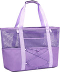 Fammart Mesh Beach Bag, Large Beach Tote with Zipper Pocket for Family Pool Bag for Toys & Vacation Essentials