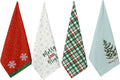 ACCENTHOME Christmas Kitchen Towels Set of 4 - Absorbent Cotton Dish Towel | Merry Christmas Printed Kitchen Linen Bar Towel | Durable Tea Towel For Table Mess & Drying Dishes - Hand Towels 20x28 inch