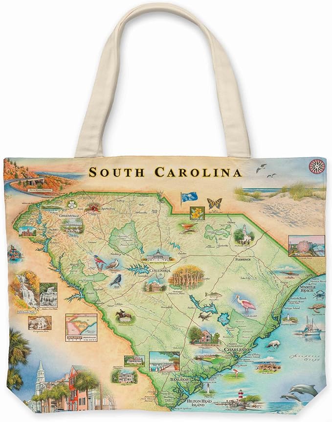 Xplorer Maps Canvas Tote Bag with Handles, Cloth Grocery Shopping Bag, Reusable & Eco-friendly Bag, 100% Cotton, Washable