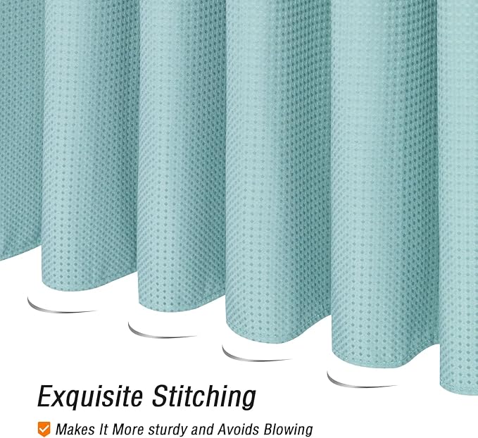 Gibelle Teal Shower Curtain, Waffle Weave Textured Fabric Shower Curtain for Bathroom - Soft Cloth & Hotel Spa Luxury, Water Repellent, Machine Washable, 72X72, Teal