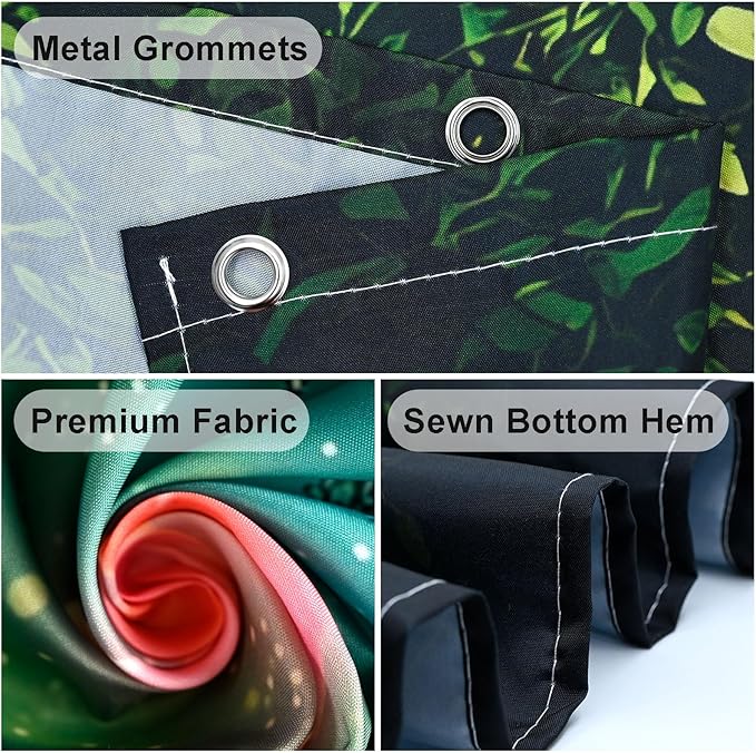 mutakin Green Tree Shower Curtain Butterflies Shower Curtains for Bathroom Waterproof Fabric Bath Curtain Decor with Hooks