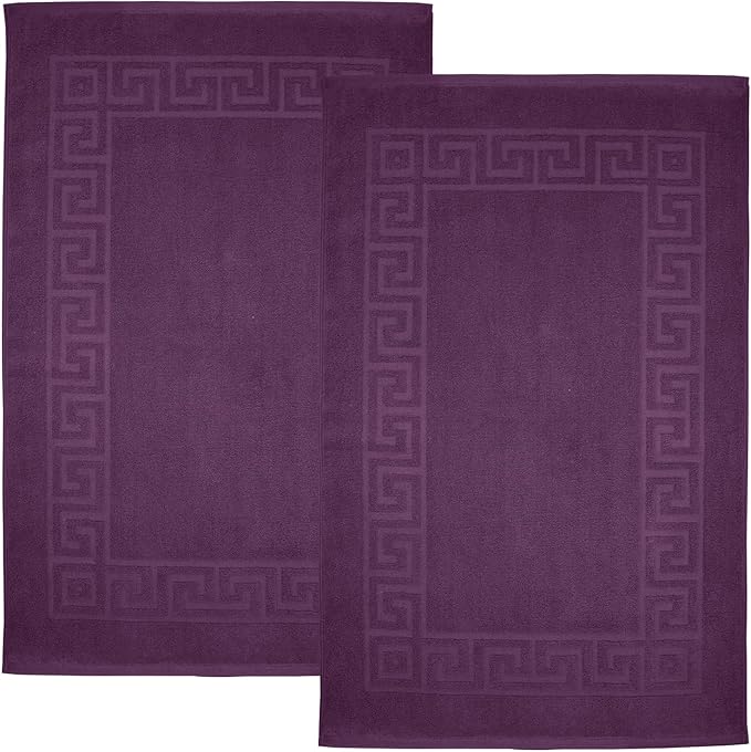 DAN RIVER Greek Cotton Bath Mats Set of 2 – Not a Bathroom Rug, Ultra Soft, Highly Absorbent & Machine Washable Bath Mat Towel for Bathroom Floor Mat – Durable, Quick-Dry, 21x34 Inches, Purple