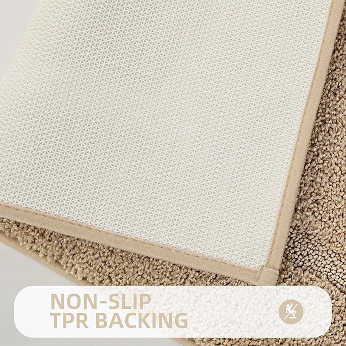 ZOESIOER Bathroom Rugs Sets 2 Piece, Ultra Absorbent Soft Bath Rug, Machine Washable Microfiber Non-Slip Bath Mat for Bathroom Floor, Tub, Toilet, Shower Room, Beige