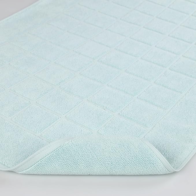 Superior 100% Cotton Bathmat Set, Bath Mats, Bathroom Decor, Shower, Bathtub Essentials, Home Accessories, Small Washable Rug, No Backing, Heavyweight, Nora Collection, Set of 2, 22" x 35", Seafoam