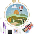 ERKOON Punch Needle Kit Adults Beginners, DIY Easy Landscapes Embroidery Set for Starter Art Craft, Needling Punch Project with Patterns, Tools, Yarns, Hoop, Instruction (Spring)
