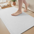 MontVoo Bath Mat Rug-Ultra Thin Non Slip Bath Mats for Bathroom Mat Quick Dry, Rubber Backing Washable Bathroom Rugs Fit Under Door, Absorbent Bath Rugs for Floor,17"x24",White