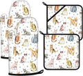 Cute Cats Oven Mitts and Pot Holders Sets 4Pcs,Extra Long Oven Gloves Potholder for Kitchen Cooking Baking BBQ 100% Cotton Heat Resistant
