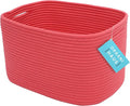 OrganiHaus Woven Storage Baskets for Organizing, Cotton Rope Organizer Bins for Shelves, Closet & Nursery, Dog Toy Basket, Decorative Bins for Toys, Towels & Books - 15x10x9, Coral