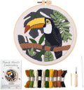 Myfelicity Punch Needle Embroidery Kit, Beginner Craft Set with Animal Pattern Design, 7.9 Inch Hoop (Toucan)