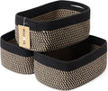 MiniArk Small Storage Baskets for Organizing | Closet Organizer Bins | Shelf Toy Basket | Woven Rope Baskets | Cube Decorative Box | Shallow Basket | 13x8.5x5.1” | 3 Packs Black Brown