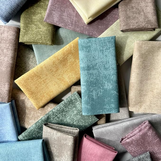 Cotton Patchwork Quilting Fabric Panel – 155×100 cm, 100% Cotton, Made in Türkiye (PRT_KUP 01-001) (Assorted Marble Effect/Pastel & Earthy Tones, 25pcs 8x8 inch)