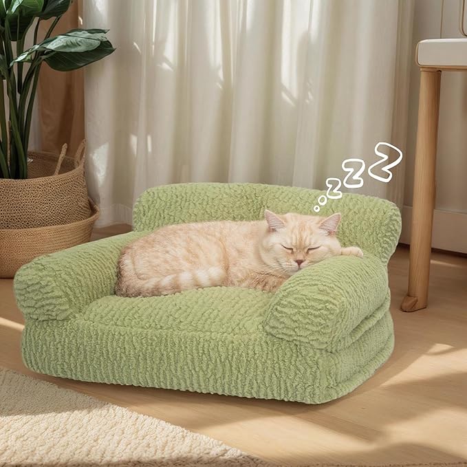 KHONSU PET Orthopedic Dog Sofa for Medium Dogs Plush Dog Couch Chair with Removable Washable Cover, Supportive & Durable Bed for Pets Up to 40lbs-Green