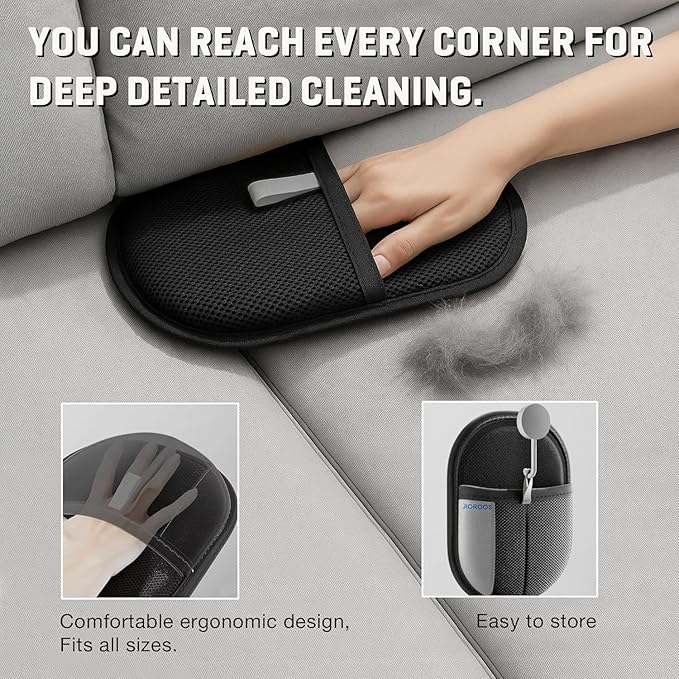 Jioroos Pet Hair Removal Glove for Cats & Dogs, Upgraded Electrostatic Reusable Pet Hair Remover Tool, Magic Fur Removal Mitt for Laundry, Couch, Carpet, Car Seat, Pet Grooming Gloves (1)