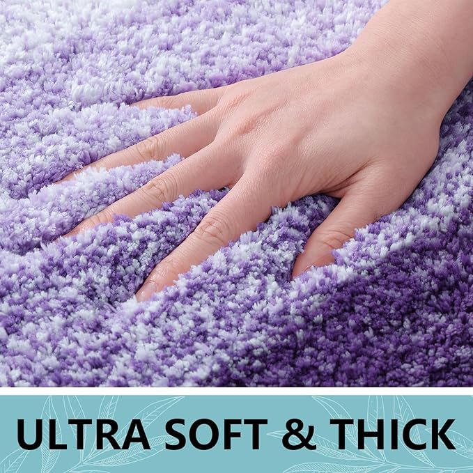 Arotive Microfiber Bathroom Rugs, Shaggy Soft and Absorbent Bath Rug, Non-Slip, Thick Plush Machine Washable Dry Bath Mats for Bathroom, Tub and Shower, 45x27, Dark Purple, Rectangular
