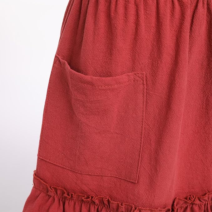 OBEEII Kids Aprons for Cooking Cotton Linen Children Baking Kitchen Gardening Painting Apron Pinafore Dress with Pockets