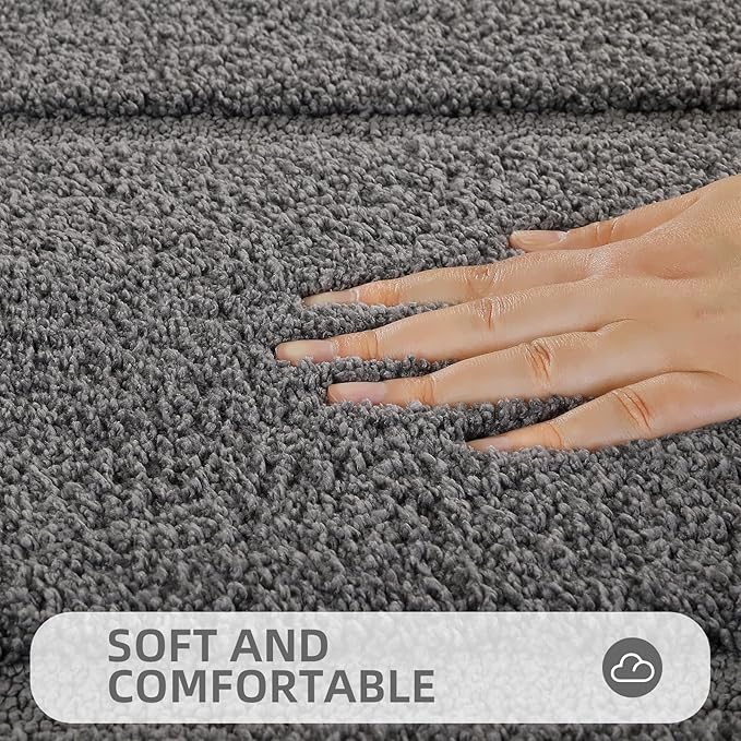 ZOESIOER Bathroom Rugs Sets 2 Piece, Ultra Absorbent Soft Bath Rug, Machine Washable Microfiber Non-Slip Bath Mat for Bathroom Floor, Tub, Toilet, Shower Room, Dark Grey