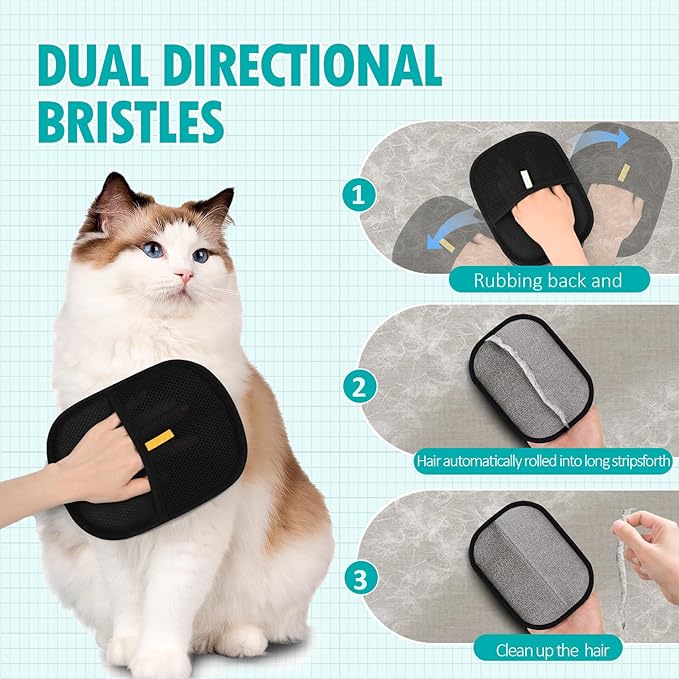 2025 Upgrade Pet Hair Remover Electrostatic Gloves, Reusable Pet Hair Removal Glove for Cats & Dogs, Premium Cat & Dog Hair Remover Mitt for Couch Furniture Carpet Car Seat (1 pcs)