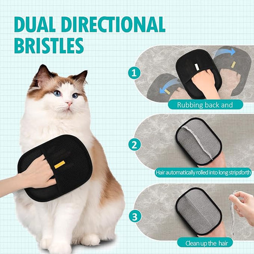 2025 Upgrade Pet Hair Remover Electrostatic Gloves, Reusable Pet Hair Removal Glove for Cats & Dogs, Premium Cat & Dog Hair Remover Mitt for Couch Furniture Carpet Car Seat (1 pcs)